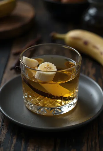 Likur pisang disajikan dalam botol