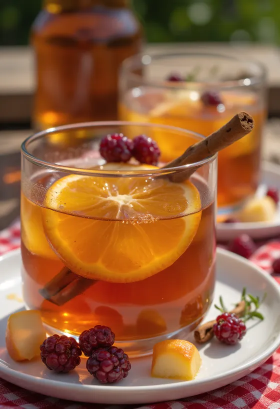 Sari apel bunga elder kayu manis dalam gelas