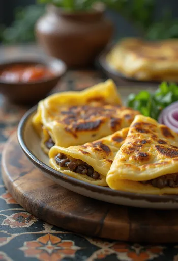 Pupusa Salvador tradisional dengan keju dan kacang
