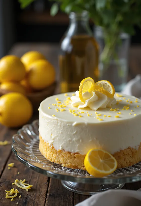 Kue busa lemon dengan hiasan