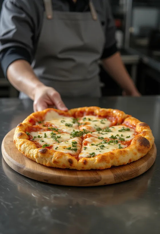 Dasar pizza kembang kol disajikan dengan topping vegan