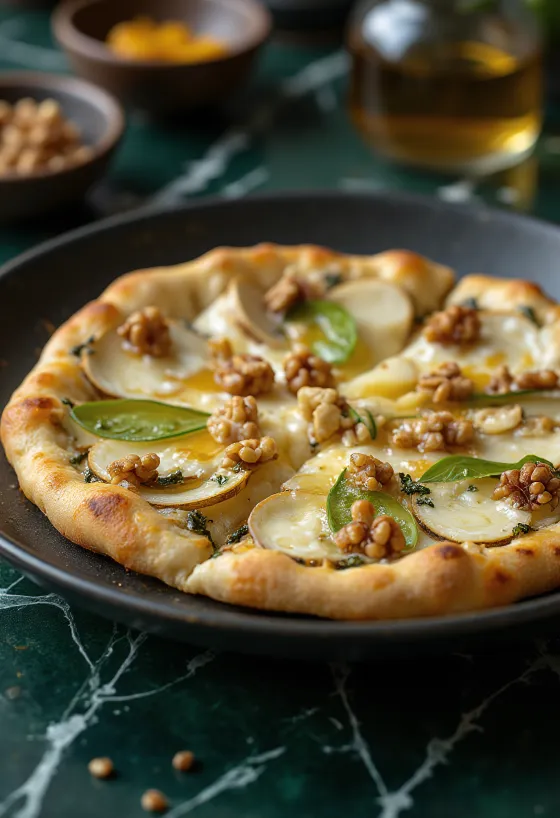 Pizza gaya Belgia dengan keju biru