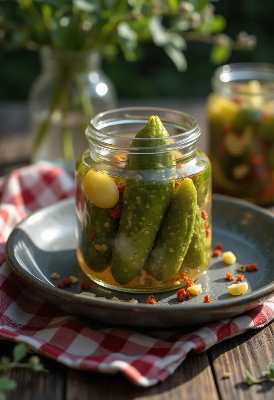 Acar basil dalam toples
