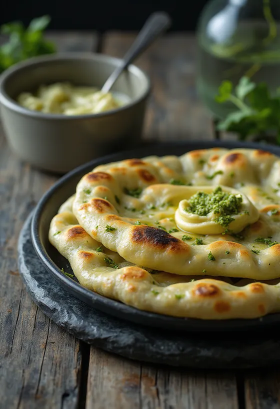 Roti naan wasabi baru dipanggang