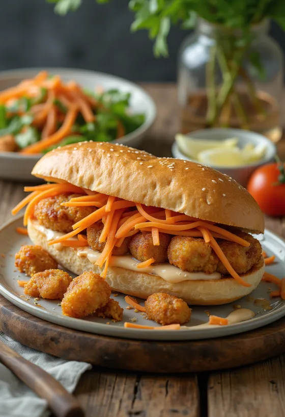 Baguette vietnam berisi perkedel ikan goreng