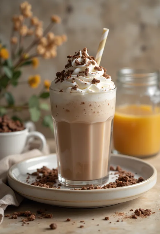 Frappuccino madu cokelat dalam gelas
