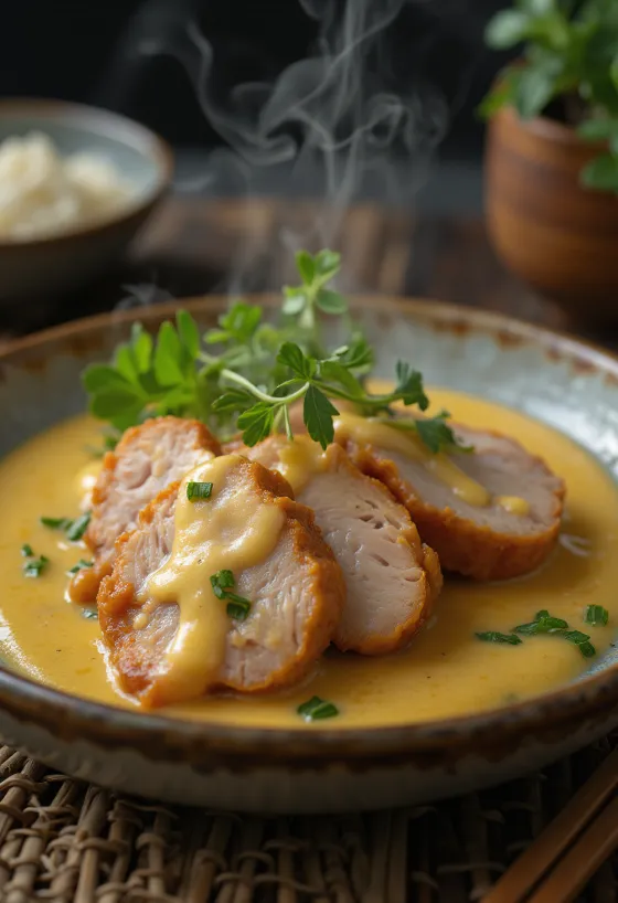 Steak daging sapi dengan saus mustard disajikan