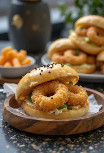 Bao bun cumi-cumi goreng disajikan