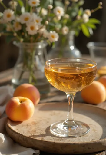 Palinka aprikot disajikan dalam botol