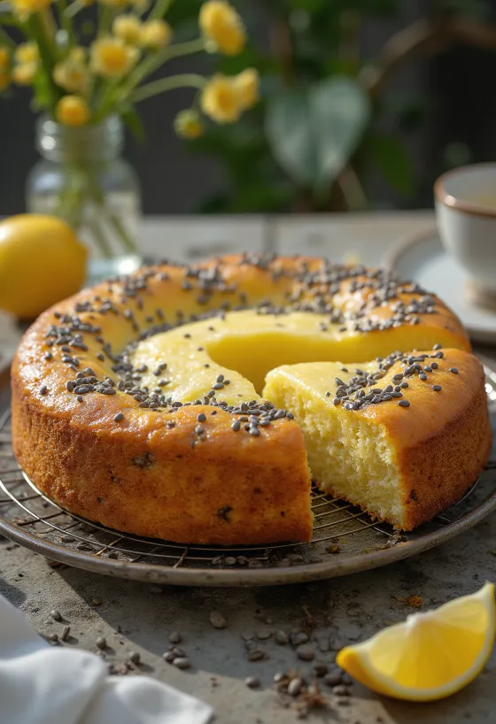 Kue lemon biji poppy diiris