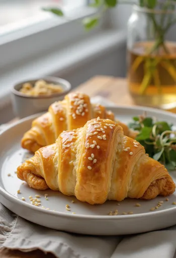 Croissant ayam kari disajikan