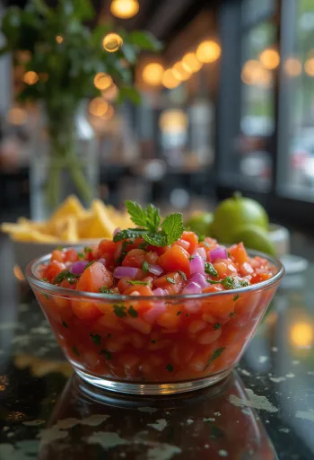 Salsa tomat ketumbar disajikan
