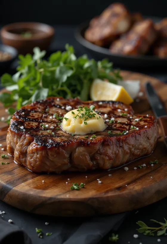 Steak T-bone dipanggang cokelat keemasan