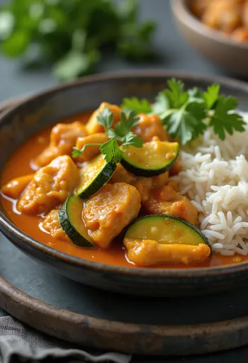 Kari ayam Thai disajikan