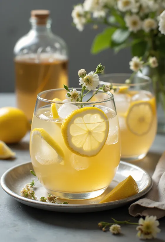 Sider es elderflower disajikan segar