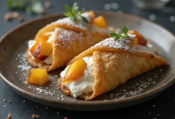 Cannoli persik panggang disajikan