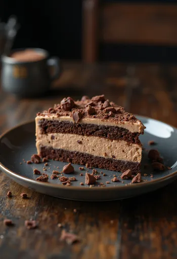 Kue cokelat mascarpone dengan krim yang kaya
