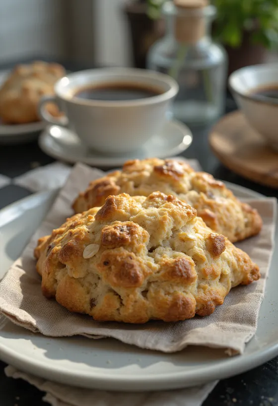 Scone oat kopi disajikan