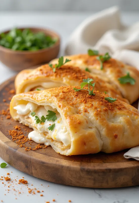 Calzone yogurt rempah dipanggang cokelat keemasan