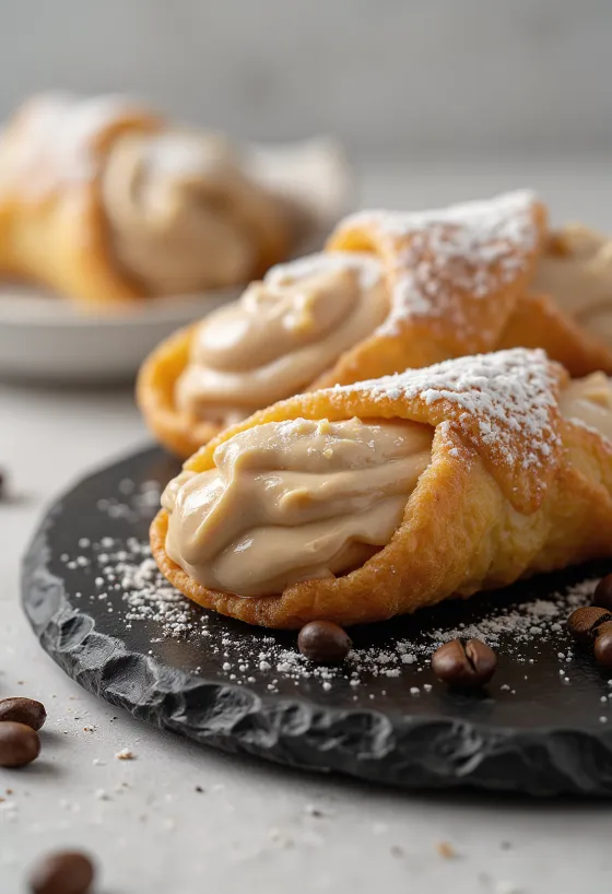 Cannoli kopi disajikan