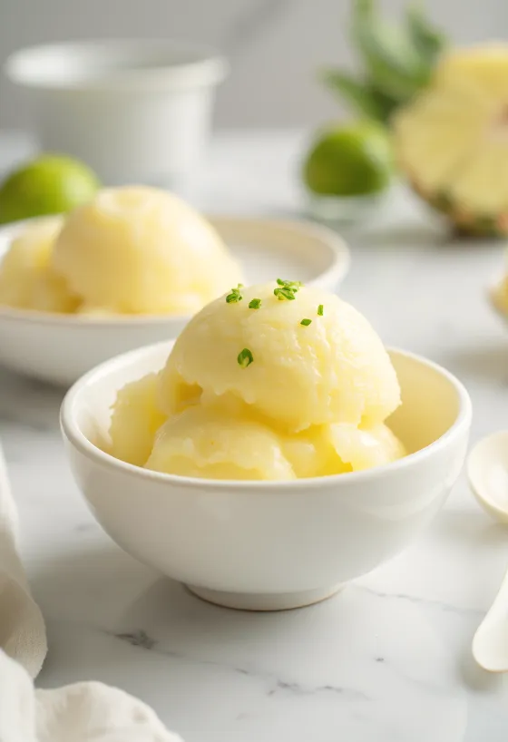 Sorbet Nanas disajikan