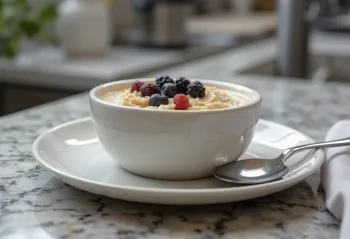 Panna cotta dasar susu oat dalam gelas saji