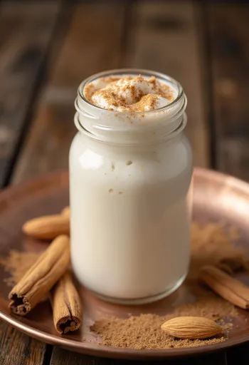 Milkshake madu almond dalam gelas