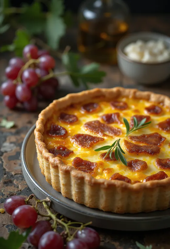 Quiche lorraine disajikan