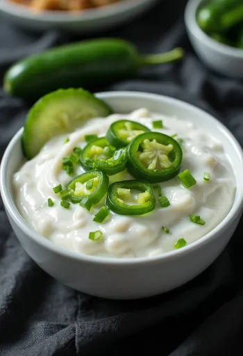 Saus Bawang Putih Dill Jalapeño disajikan