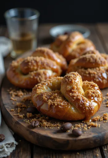 Pretzel kopi karamel disajikan