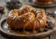 Pretzel kopi karamel disajikan