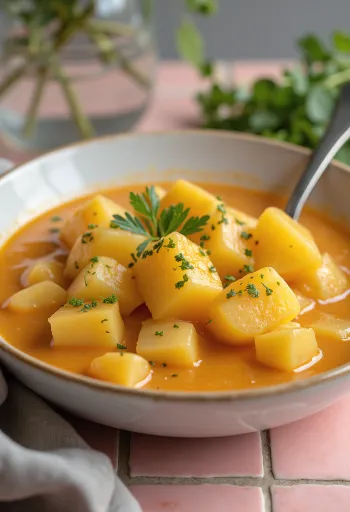 Setup kentang klasik dengan pengental krim asam dan dihiasi peterseli segar.