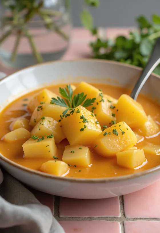 Setup kentang klasik dengan pengental krim asam dan dihiasi peterseli segar.