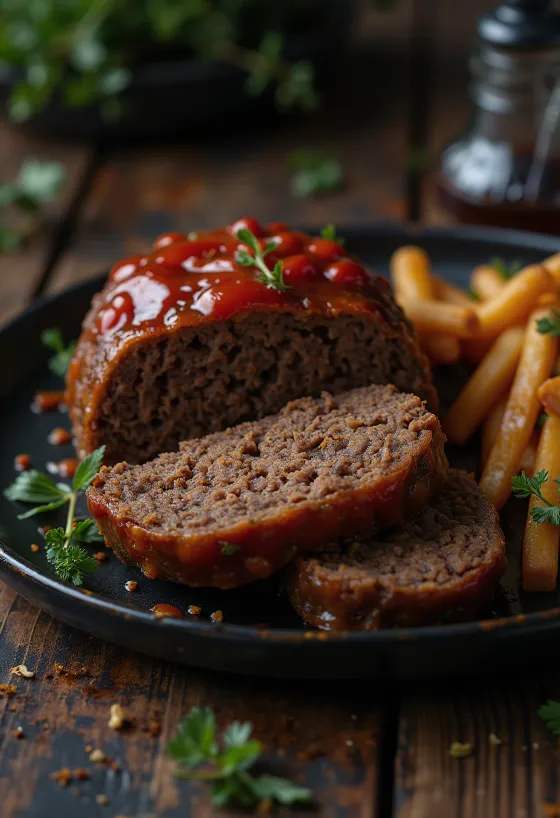 Daging cincang rusa besar panggang disajikan dengan kentang tumbuk dan sayuran.