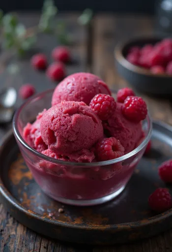 Sorbet Raspberry disajikan