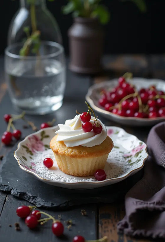 Cupcake red currant disajikan