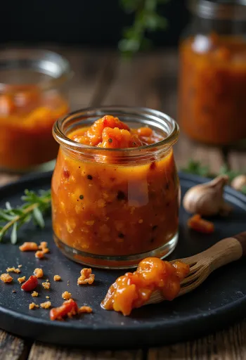 Marinade BBQ selai aprikot pedas disajikan