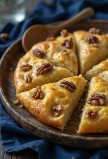 Focaccia kenari-marzipan disajikan