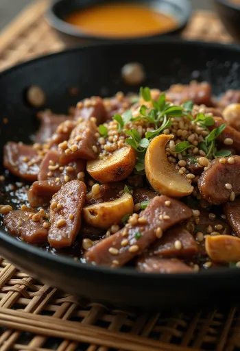 Bulgogi Sapi dengan Bawang Putih gaya Korea disajikan