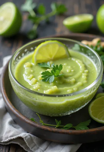 Saus jahe jeruk nipis rosemary disajikan