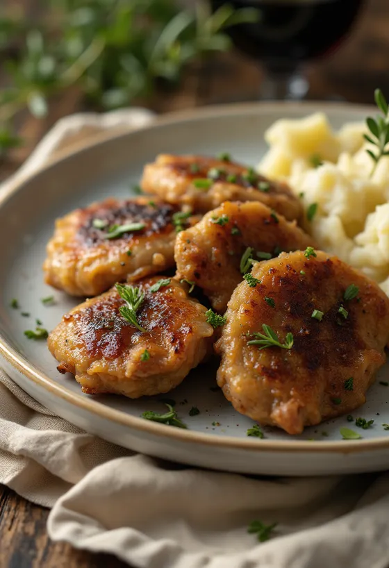 Hati ayam goreng digoreng renyah, disajikan dengan roti segar dan bawang merah