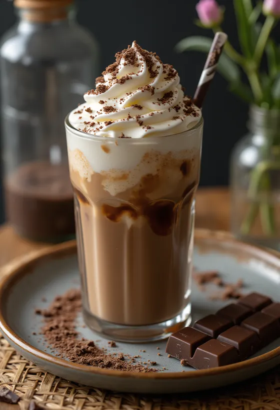 Frappe cokelat disajikan
