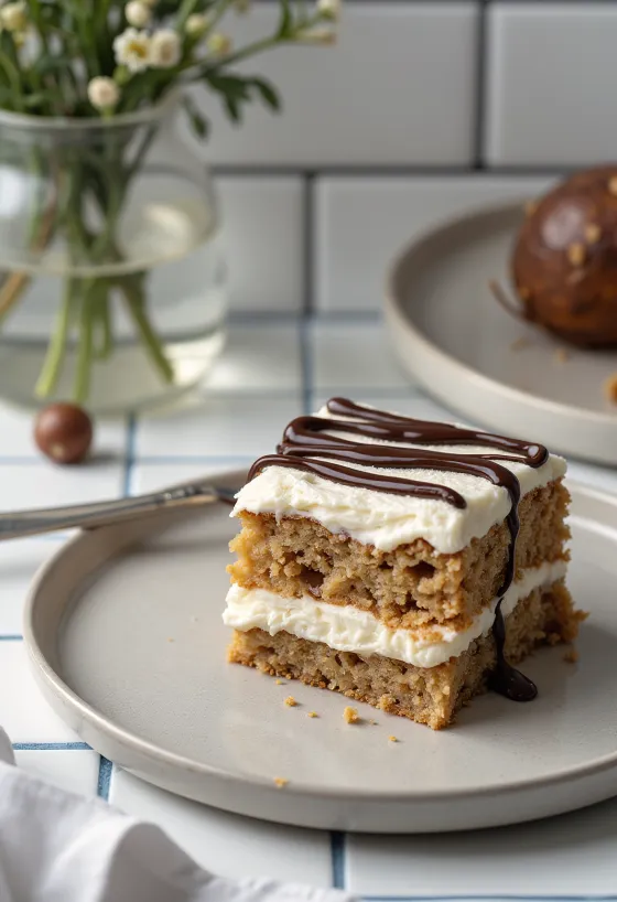 Kue chestnut bebas gula dengan krim mascarpone dan cokelat hitam