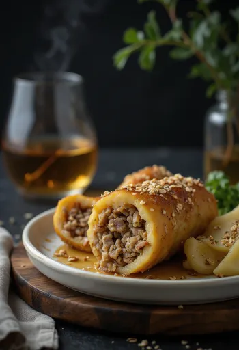 Haggis disajikan dengan kentang rebus dan lobak