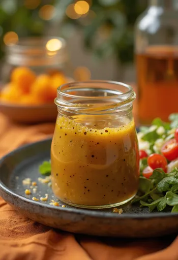 Saus cuka balsamik madu mustard disajikan
