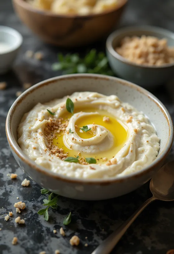 Krim Terong dengan Saus Tahini disajikan