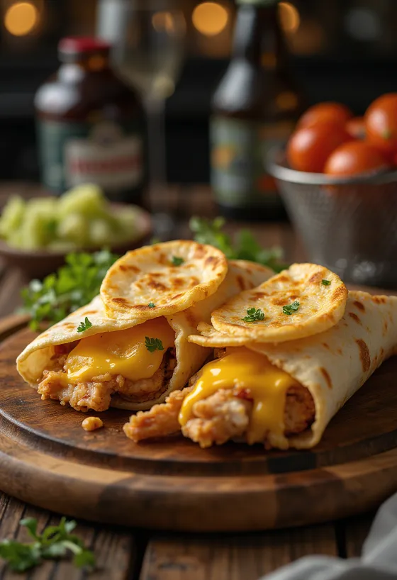 Wrap goreng dengan ayam dan keju