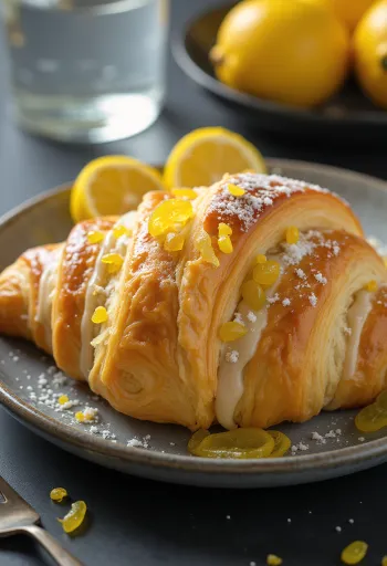Croissant lemon manisan disajikan