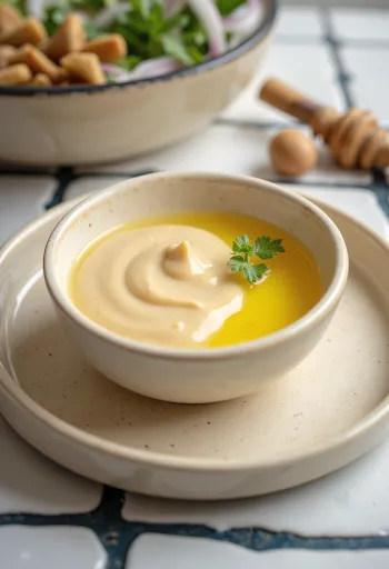 Saus tahini jahe madu disajikan