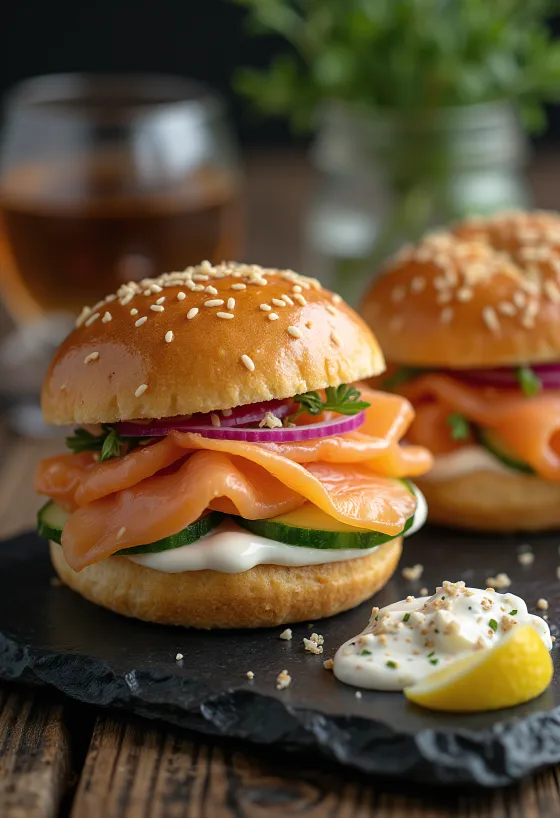 Bao bun salmon asap disajikan segar